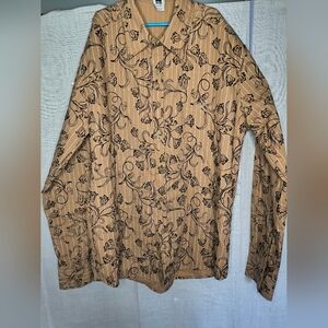 Giorgio Armani Tan and Black Floral Men's Shirt